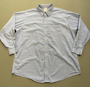 Brooks Brothers Shirt Men 18 4/5 Traditional Fit Blue White Button Career Office - Picture 1 of 9