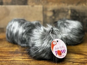 Pepperell Faux Fur Pom With Loop, Grey Wolf - Picture 1 of 1