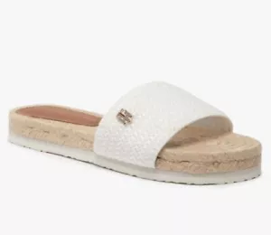 TOMMY HILFIGER Damen SchuheTextured Flat Sandal Espadrilles weiss Gr 42 NEU - Bild 1 von 6