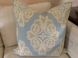 CUSTOM PILLOW COVER THIBAULT MONTGOMERY Aqua, Tan, White- Decor Pillows - 22x22 - Picture 1 of 10