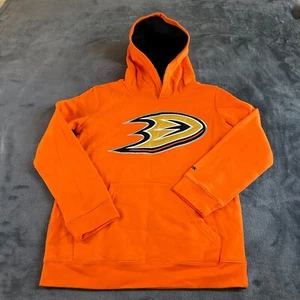 Reebok NHL Anaheim Ducks Hoodie Sweatshirt Pullover Hockey Orange Youth Medium - Picture 1 of 8