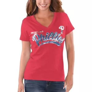Philadelphia Phillies G-III 4Her by Carl Banks Women's Good Day V-Neck T-Shirt - Picture 1 of 3