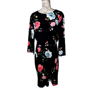 Old Navy Black Floral Print LS Sheath Dress - Women's 2XL (NWD) - Picture 1 of 7