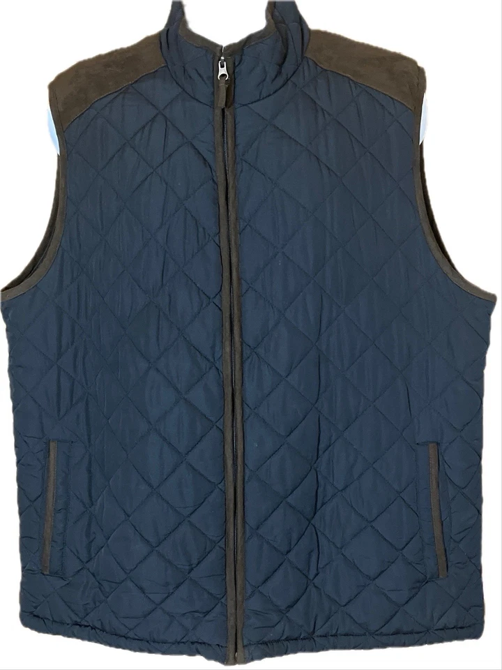 COLEMAN 绗缝背心人造麂皮绒口音全拉链海军蓝男式尺寸 2XL 有衬里 — 第 1/4 张图片