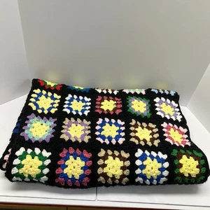 Crochet Afghan Granny Square Blanket Multicolored Cottagecore 42x55” Roseanne - Picture 1 of 4