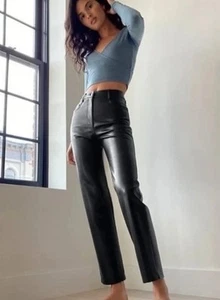 Pantalones WILFRED para mujer talla 12 negros Melina veganos imitación cuero pierna recta NUEVO - Imagen 1 de 12