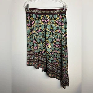 Neu mit Etikett $ 350 Alice + Olivia Natalina Gr. 10 schwarzer asymmetrischer Midirock mit Blumendruck - Bild 1 von 13