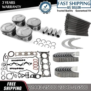 Engine Overhaul Kit Pistons Rings w/ Full Gasket Set for Hyundai Kia 2.4L G4KJ - Picture 1 of 17
