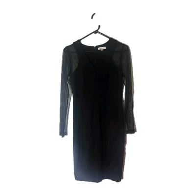 Vestido Vaina Calvin Klein Mujer Talla 4 Negro Mangas Largas Malla Elástico Foto 1 de 4