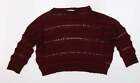 Brave Soul Womens Red Boat Neck Acrylic Pullover Jumper Size 14
