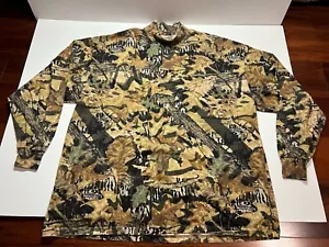 VTG Jerzees Shirt Mens 2X Mossy Oak Forest Floor Mock Neck Turkey Hunting - Picture 1 of 8