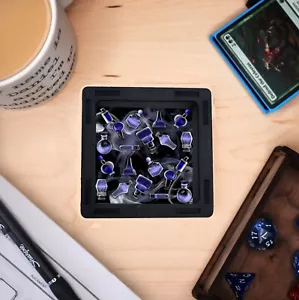 Mini vassoio dadi/vaso per gettoni, modello bottiglia pozione blu vassoio piccolo vassoio dadi singolo D&D - Foto 1 di 1