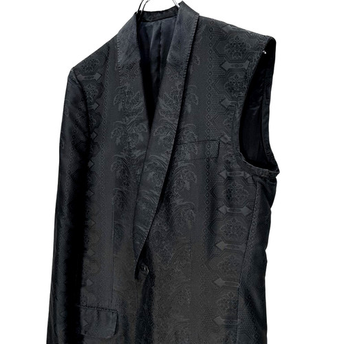 Cappotto Chester Alexander Mcqueen seta jacquard asimmetrico senza maniche uomo taglia 50