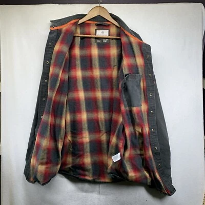 Men's XLT Shirt Snap Up Flannel Lined Snap Button Soft Canvas Work Shacket - Image 1 of 4
