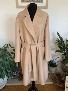 Zara Camel Beige Mantel Gürtel Wickel Hellbraun Schwere Winterjacke - Größe XXL - Bild 1 von 14