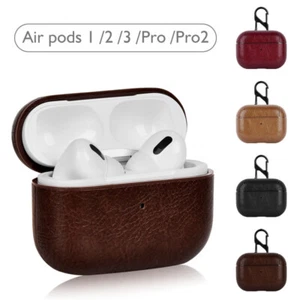 Leather Protective Tough Slim Cover Case For Apple AirPods 1 2 3rd gen /Pro/Pro2 - Picture 1 of 22
