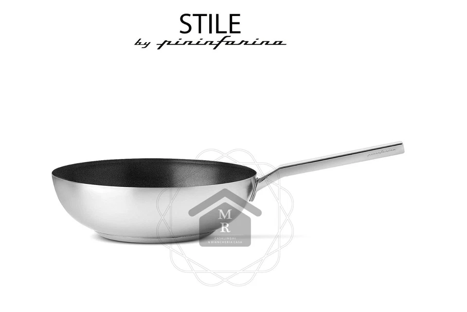 WOK SALTA PASTA ANTIADERENTE ACCIAIO INOX TRIPLO FONDO INDUZIONE STILE PININFARI - Immagine 1 di 4
