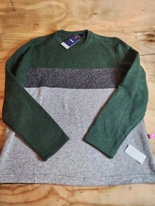 Suéter Izod Para Hombres Talla Mediana M NUEVO Manga Larga Verde Gris Camisa Polar - Imagen 1 de 10