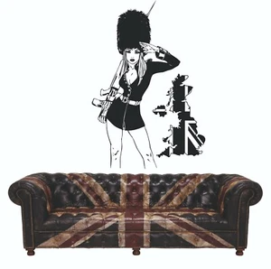 Queen's Guard Brit Girl Uk Map Royal Wall Art Stickers Decals Vinyl - Picture 1 of 10
