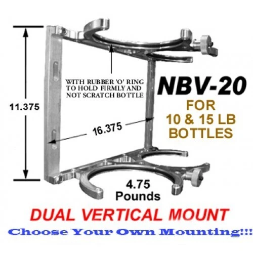 Soporte de botella nitroso vertical de doble billete ARC para botellas de 10 y 15 libras cromadas Foto 1 de 1