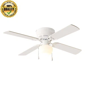 42 In Hugger Metal Indoor Ceiling Fan W/Light 4 Blades LED Bulb Reverse Airflow - Picture 1 of 17