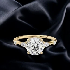Anillo de boda nupcial de diamantes de corte redondo de 1,85 quilates creado por IGI Lab de oro amarillo de 14 k - Imagen 1 de 13