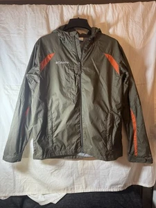 Columbia Green with Orange Accent Rain Jacket Large Lightweight Men’s Very Good - Picture 1 of 4