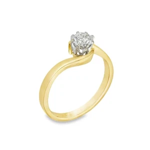 18ct Yellow Gold Diamond Twist Engagement Ring - Size M - 0.42ct - Picture 1 of 5