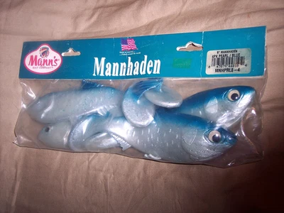 Manns Baitfish Manns Mannhaden 8" Menhaden  Fish Lure Snapper Fishing 4 Pack - Image 1 of 4