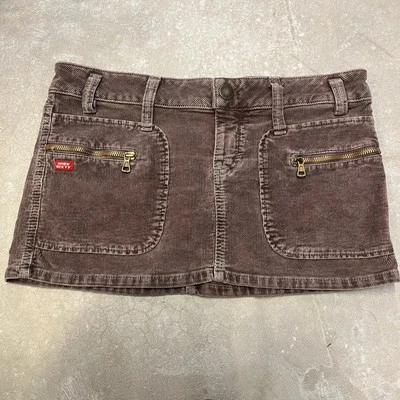 Винтаж Miss Sixty Коричневый Вельветовый Шнур Микро Мини Юбка Y2k 00s Низкая посадка Деним - Изображение 1 из 4