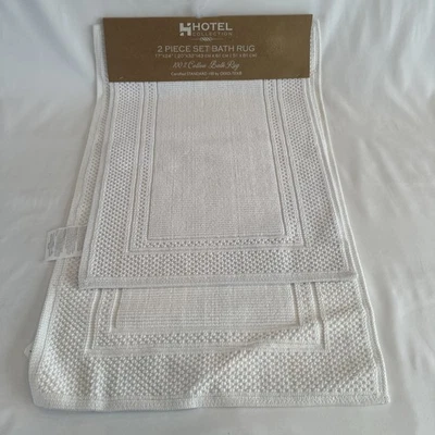 JUEGO DE 2 alfombras de baño con textura 100 % algodón crema colección hotel 20” x 32” y 17” x 24” Foto 1 de 4