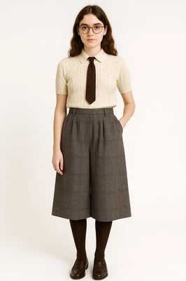 vintage 70s Tweed Midi Skirt College Preppy Academia Plaid Retro S - Image 1 of 4