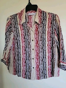 Alfred Dunner Multi color Mix Print 3/4 Sleeve Blouse Top Shirt Sz 14 - Picture 1 of 3