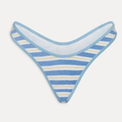 ¡Nuevo! Parte inferior de micro bikini Frankie's Bikinis azul a rayas luna llena S 1486 Foto 1 de 4