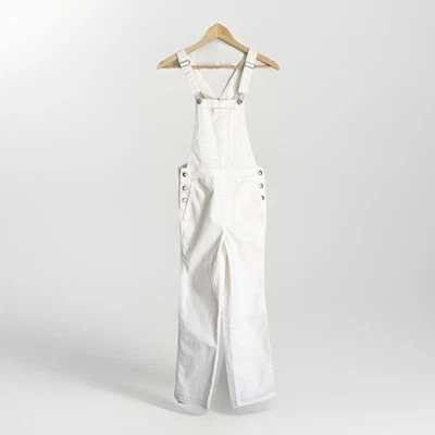 Mono vaquero blanco Point Sur J.Crew talla XXS pierna recta botón lateral utilitario Foto 1 de 4