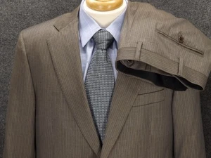 Brooks Brothers Regent 42R Gray Pinstripe 36x29 Flat Pants Loro Plana Wool Italy - Picture 1 of 19