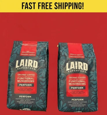Laird Superfood Organic Medium Roast Ground Coffee With Mushrooms 2 X 32 OZ EACH