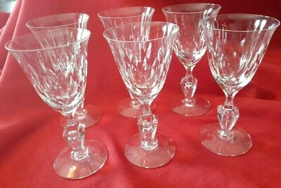 Set of 6 Duncan Miller Crystal Wine Glasses Willow Pattern 1953 - Image 1 of 4