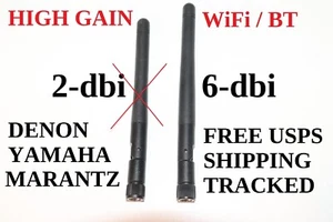 QTY 2 ORIGINAL 6-dbi DENON, YAMAHA, MARANTZ  2.4 & 5 Ghz WIFI/BT ANTENNAS