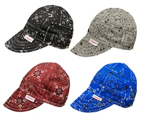 NWT 1 Comeaux Caps Welding Welders Hat BANDANA Reversible Black Blue Grey Red - Picture 1 of 9