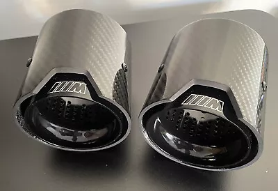 Carbon Fibre Exhaust Tips Gloss Black Fits BMW M135i M140i M235i M240i 340i 440i • 126.75€