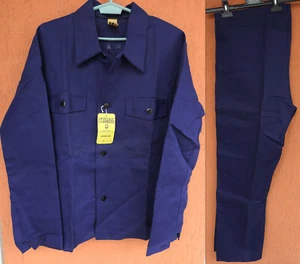 Vintage 80s Work Suit Getzner Amboss Jacket Pants Workwear Blue Herringbone (L) - Picture 1 of 20