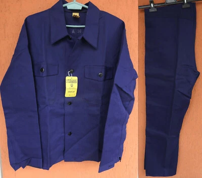 Vintage 80s Work Suit Getzner Amboss Jacket Pants Workwear Blue Herringbone (L) - Image 1 of 4