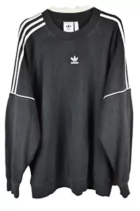 Adidas Mens Crewneck Black Sweatshirt Cotton Pullover Jersey Size XL - Picture 1 of 8