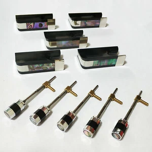 5x 4/4 Cello Frog Button Abalone Inlaid Ebony Nickel Silver Blank no paris Eye - Picture 1 of 1