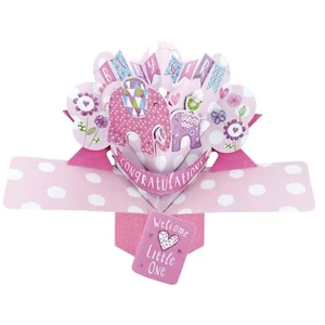 Nueva tarjeta emergente 3D para bebé niña nueva tarjeta de regalo para bebé niña - Imagen 1 de 3