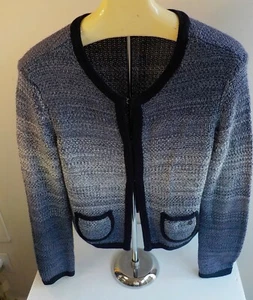 ARMANI JEANS LS Hook & Eye Closure Ombre Cardigan Sweater-Blues-Cotton Blend-SM - Picture 1 of 7