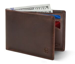 SERMAN BRANDS Mens Slim Bifold Wallet RFID Blocking Minimalist Front Pocket 