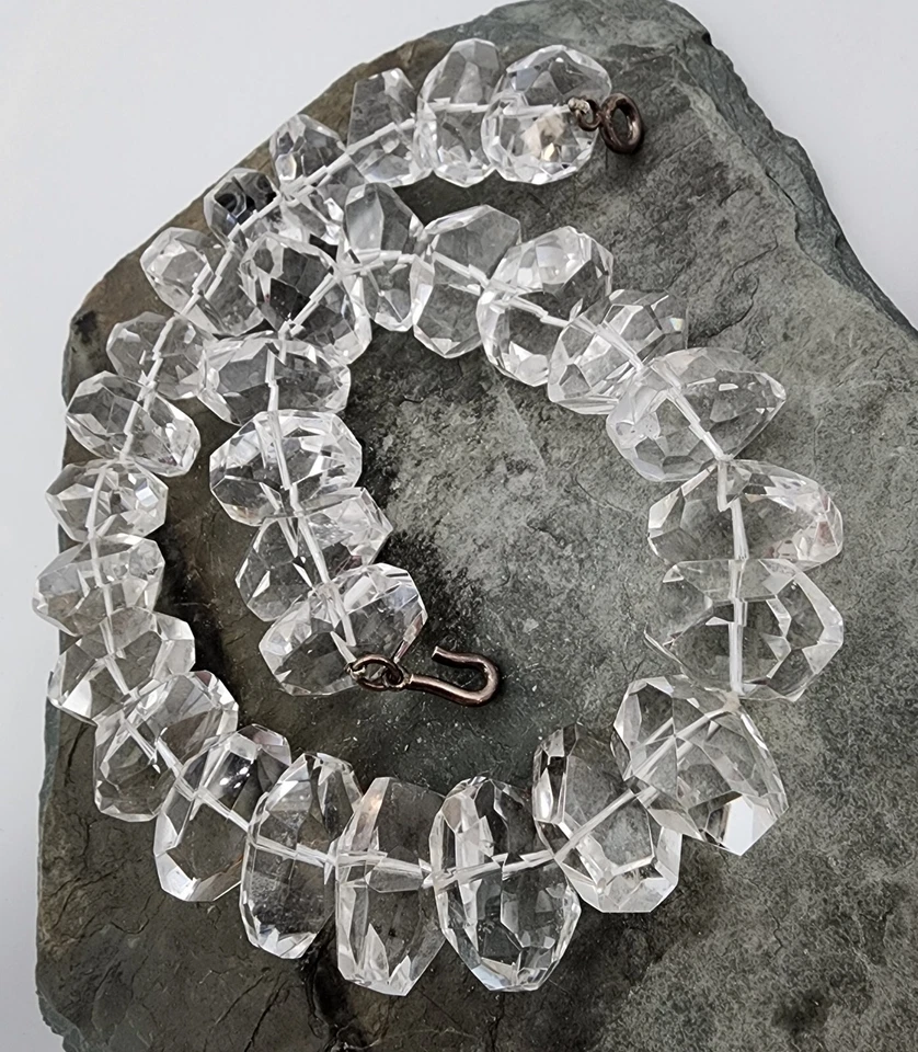 Collar de plata de ley 925 M & J Savitt moderno cristal primitivo 18" Ag 2318 Foto 1 de 4