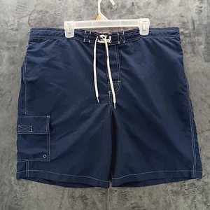Merona Men’s XL/TG 40-42 Swim Trunks Board Shorts Lined Cargo Pocket Navy Blue  - Picture 1 of 14